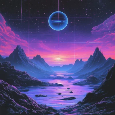 Epic Synthwave Space Landscape