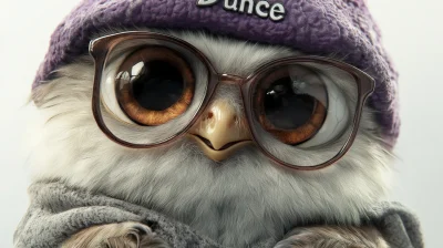 Whimsical Owl in Dunce Cap