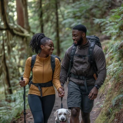 Happy Hikers with Dog