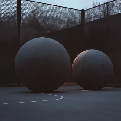 Large Black Concrete Spheres