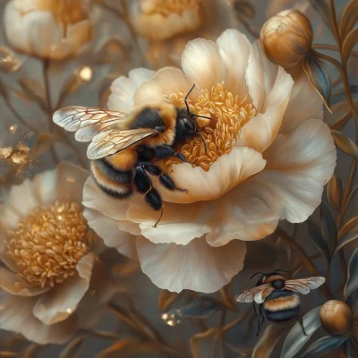 Peony and Bee