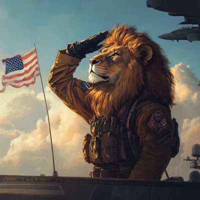 Lion Soldier Saluting