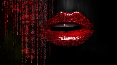 Digital Mouth on Code Background