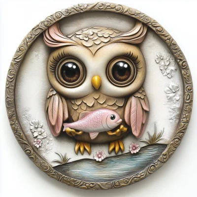 Cute Owl Catching Fish