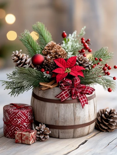 Festive Wooden Barrel