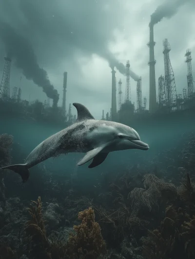 Surreal Dolphin in Contaminated Waters