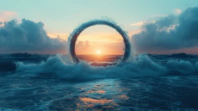 Abstract Enso Symbol with Sea