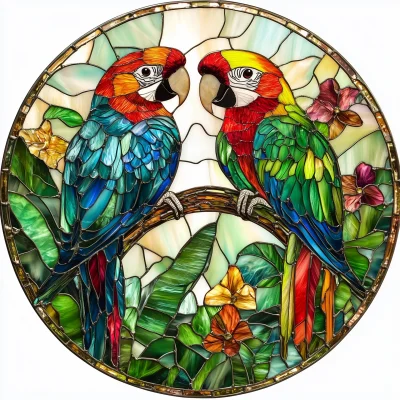 Stained Glass Parrots