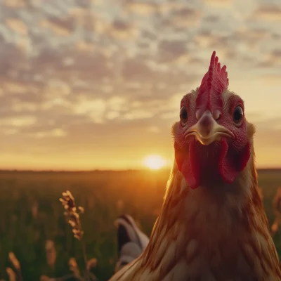 Happy Hens at Sunset