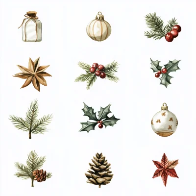 Watercolor Christmas Icons