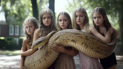 Girls with a Snake