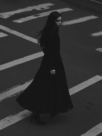 Girl in Black Walking