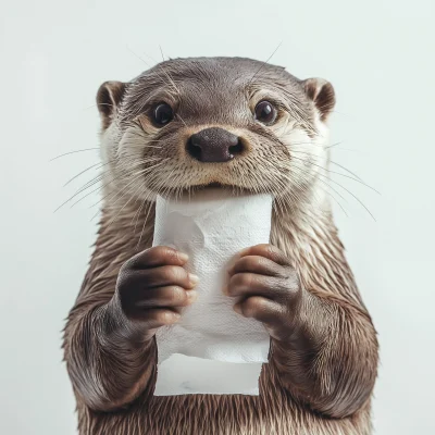 Cute Otter with Toilet Paper