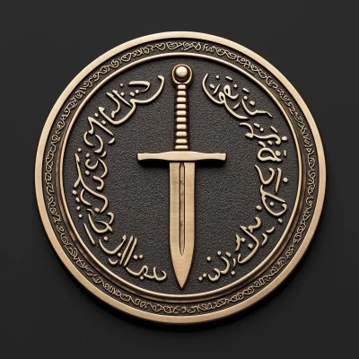 Arabic Coin Logo with Ottoman Saber