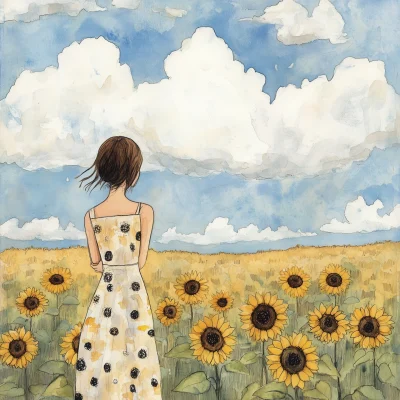 Dreamy Woman in Field