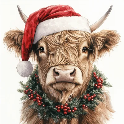 Festive Highland Cow