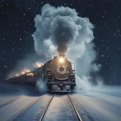 Steam Train in a Blizzard