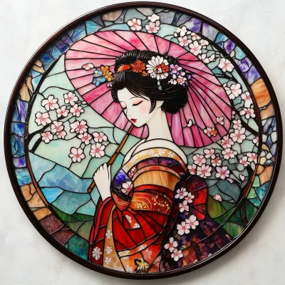 Geisha Under Cherry Blossoms