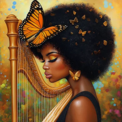 African American Woman with Harp