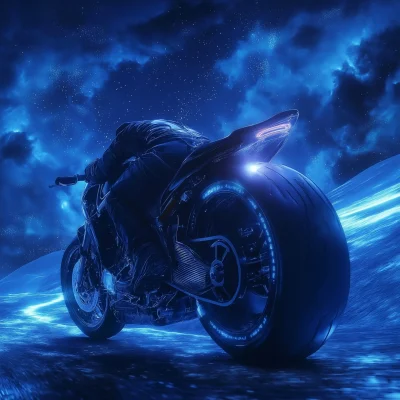 Cyberpunk Motorcycle in the Sky