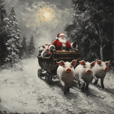 Santa’s Sleigh with Pigs