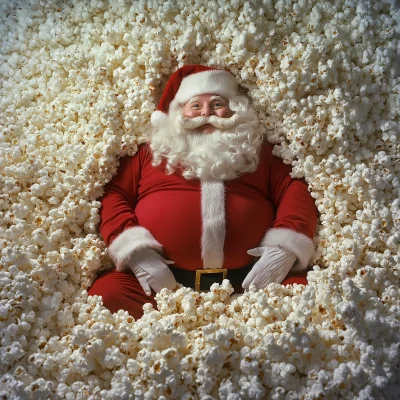 Santa in a Popcorn Pile