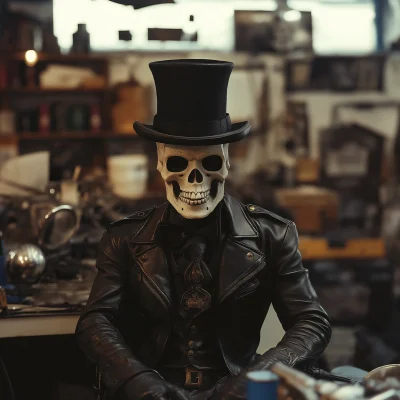 Skull Biker in Workshop