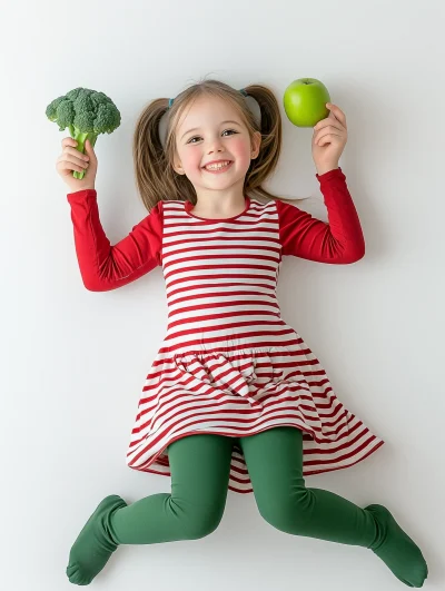 Smiling Girl with Healthy Snacks