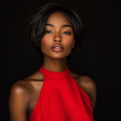 Confident Model in Red Dress