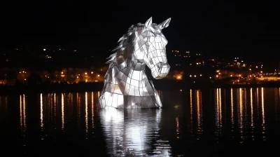 Surreal Horse Head Installation