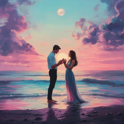 Beach Proposal at Sunset