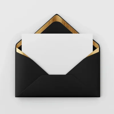 Elegant Black Envelope with Notecard