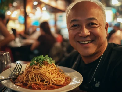 Smiling Man with Pasta