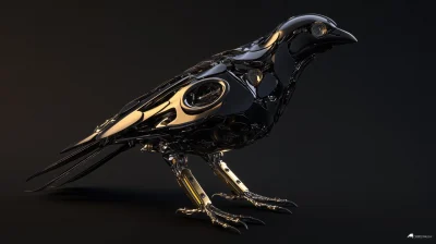 Mechanical Bird with Golden Details