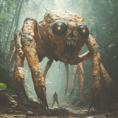 Giant Alien in Tropical Forest