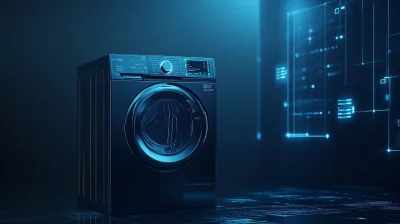 Modern Washing Machine on Geometric Background