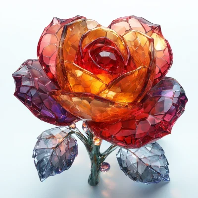 Fiery Red Crystal Rose