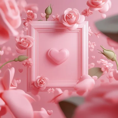 Cute 3D Frame with Hearts