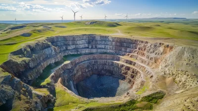 Mine Pit with Green Plain