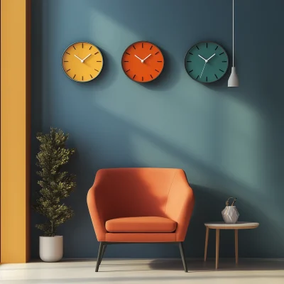 Wall with Clocks Mockup