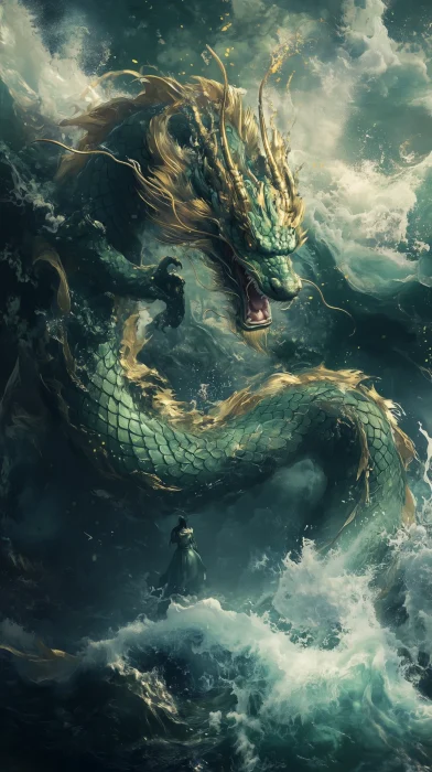 Surreal Dragon and Waves