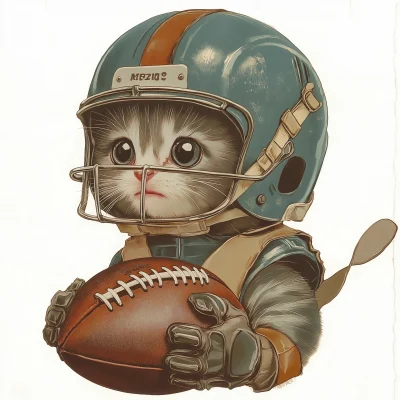 Vintage Kitten Football Player