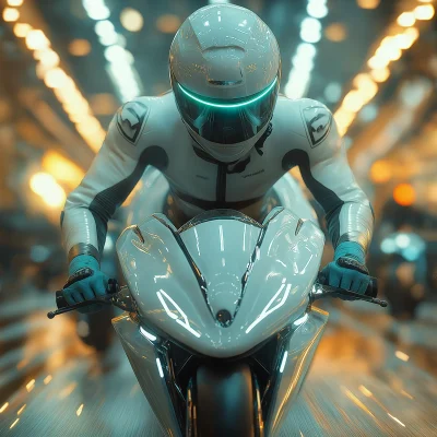 Futuristic Motorcycle Rider