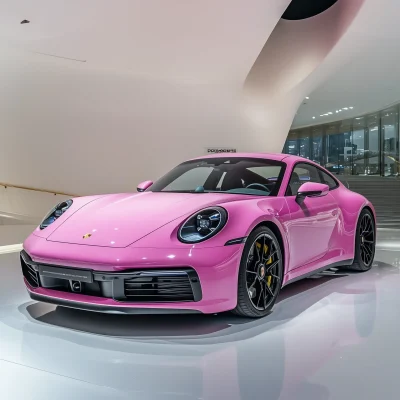 Pink Porsche 911 in Museum