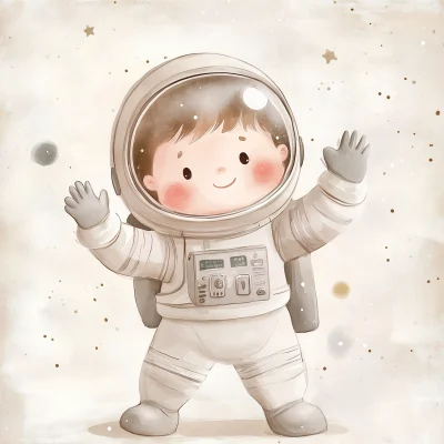 Whimsical Astronaut Greeting