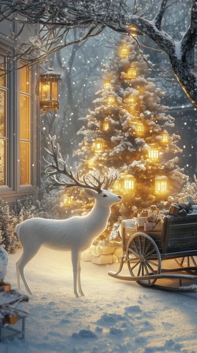 Festive White Deer