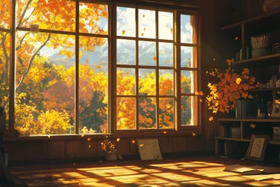 Sunny Fall Cabin View