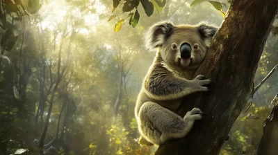 Realistic Koala in Sunshine