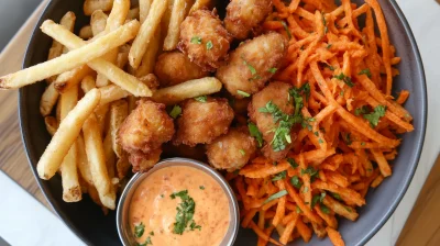 Fries and Nuggets with Carrot Salad