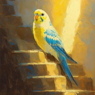 Budgie on the Staircase